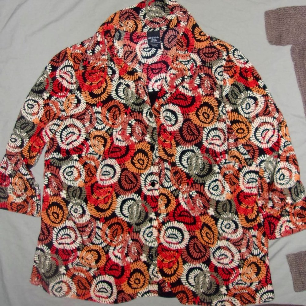 💸 George size 3x orange  blouse light weight shirt womens 3 x plus sized
